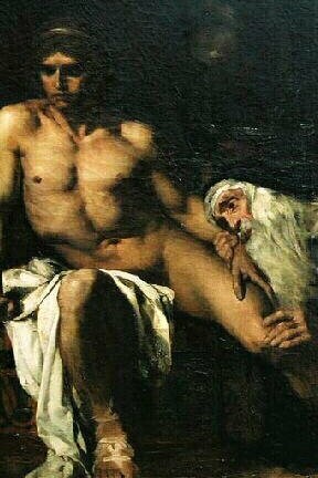 Eugène Carrière, "Príamo a los pies de Aquiles", 1876