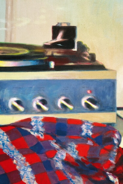 Franz Gertsch, Ohne titel (Stillleben mit Plattenspieler) (detail), 1970. Courtesy of Museum Franz Gertsch