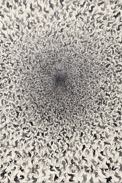 PEYBAK, Abrakan #16, 2015, Gesso, acrylic, ink and pastel on canvas, 78 3/4 x 78 3/4 in. Unique piece, Courtesy Galerie GP & N Vallois, Paris, Photo : Aurélien Mole