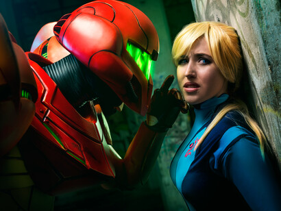 Samus Aran pensando en su beso con Kirby