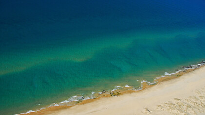 The Mediterranean shoreline near Tel Aviv taken from a helicopter. Photo by Carrie Hart