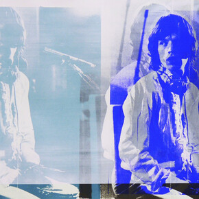 Kate Gibb, Electric Mick (1) detail, Teal, Ink, Blue, Black - 3 Colour Screenprint on Somerset Satin Paper, 152.4
x 103 cm