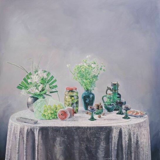 Ulrich Lamsfuss, Oliver Schwarzwald/Olaf Habelmann, Transgression / Exés (Kampnagel 2003), 2012, oil on canvas. Courtesy the artist and Lombard Freid Gallery, New York