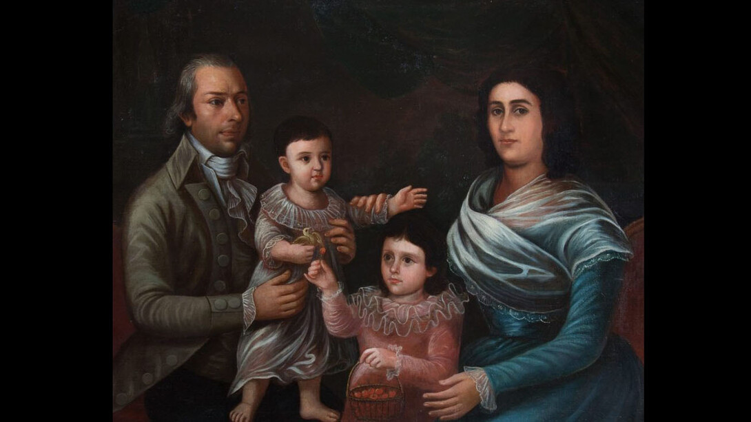 Josef Salazar y Mendoza, Don Antonio Mendez (1750-1829) and His Family, oil on canvas, 36 x 49 in, 1795, Collection of Mr. and Mrs. Robert J. Patrick