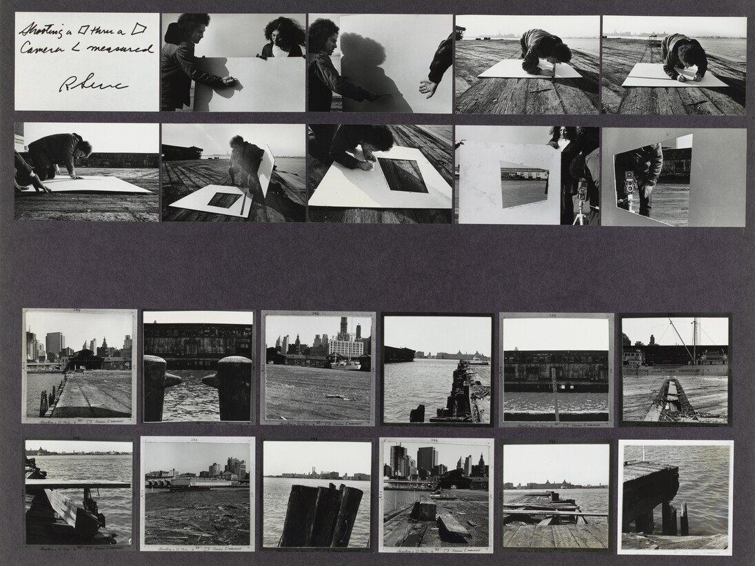 Richard Serra (American, born 1939). Shooting a Square thru a Trapezoid, Camera Angle Measured from Pier 18. Photograph by Shunk-Kender (Harry Shunk [German, 1924-2006] and János Kender [Hungarian, 1937-2009]). Twenty-two gelatin silver prints on board, 20 x 26″ (50.8 x 66 cm). The Museum of Modern Art, New York. Gift of the Roy Lichtenstein Foundation in honor of Jennifer Winkworth and Kynaston McShine and in memory of Harry Shunk and János Kender. © 2015 Richard Serra / Artists Rights Society (ARS), New York. Photograph: Shunk-Kender © J. Paul Getty Trust. The Getty Research Institute, Los Angeles