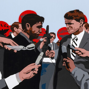 Carlos Francisco Jackson, Huelga (detail), 2009, screenprint on paper, Gift of Drs. Harriett and Ricardo Romo, 2019.50.4. Courtesy of H’Art Museum