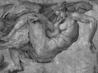 Disegno dalla Leda e il cigno di Michelangelo