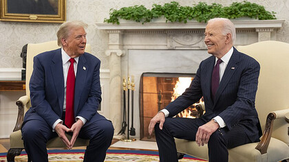 Donald Trump and Joe Biden at a meeting in the White House