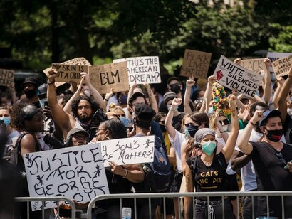 Demonstrators supporting Black Lives Matter in New York, United States