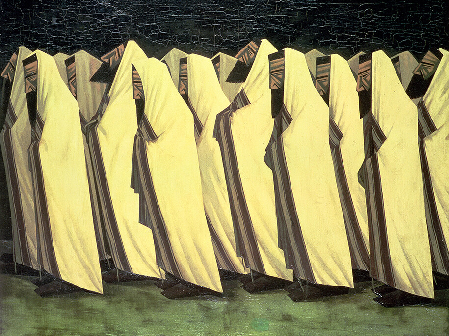 Jacob Kramer, Day of Atonement, 1919, Oil on canvas, 99 x 121.9 cm, Leeds Museums
and Galleries © The Estate of John David Roberts. By courtesy of the William Roberts Society