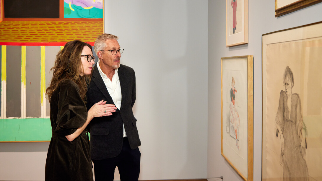 Member’s preview of the exhibition of Hockney/Origins: Early Works from the Roy B. and Edith J. Simpson Collection at The Bruce Museum, photo: ChiChi Ubina 