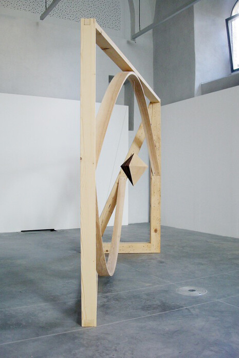 Emilie Perotto, Le Dahu, 2011, bois, câble métallique, 323,5 x 128,5 x 250 cm © Marie Augustin