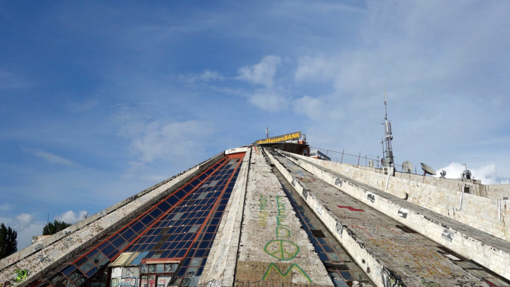 Enver Hoxha's pyramid - a monument to his political rule, circa 2011