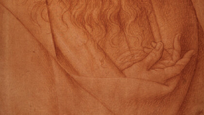 Giovan Ambrogio Figino, ritratto di Leonardo da Vinci, particolare delle mani