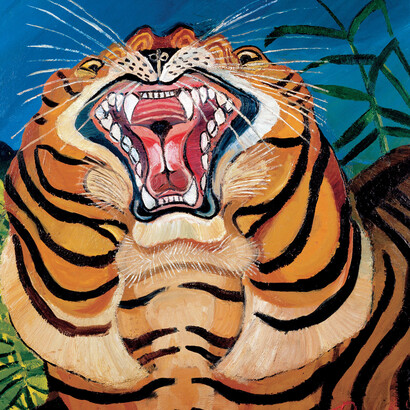 Antonio Ligabue, Testa di tigre, s.d. (1955-1956), olio su tavola di faesite, 75 x 64 cm, Guastalla (Reggio Emilia), collezione privata