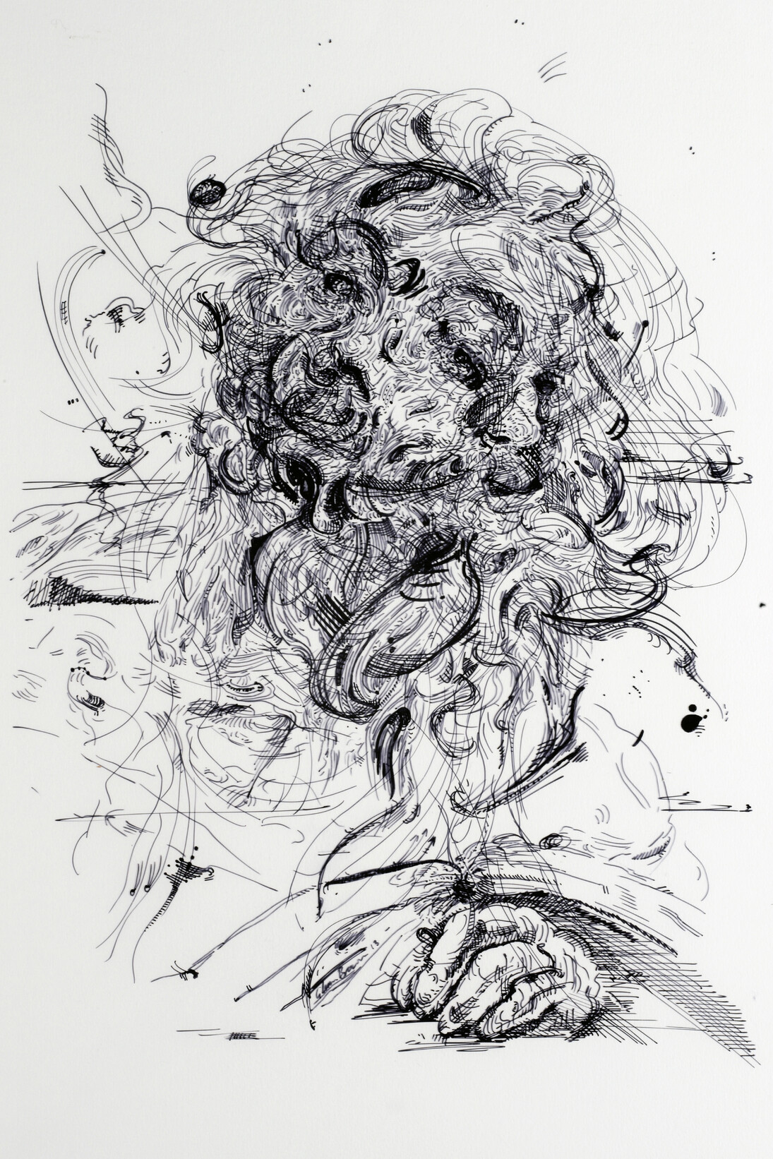 Glenn Brown, Drawing 26 (after Strozzi/Strozzi), 2013, ink on polypropylene, 44,1 x 30 cm, Courtesy de l’artiste et de la Galerie Max Hetzler, Berlin | Paris
