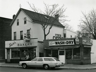 George Tice, Gar's Bakery and Leisure Laundry, Newark, New Jersey, 1974, vintage gelatin silver print, 8 x 10 inches. Courtesy of Joseph Bellows Gallery, La Jolla California