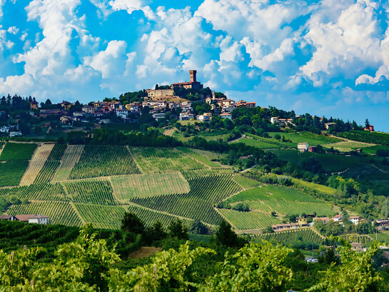 Clouds over the vineyard-covered hills of Oltrepò Pavese, Italy
