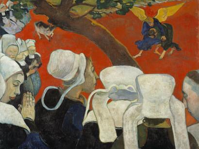 Paul Gauguin. Vision of the Sermon (Jacob Wrestling with the Angel), 1888. Scottish National Gallery, Edinburgh.