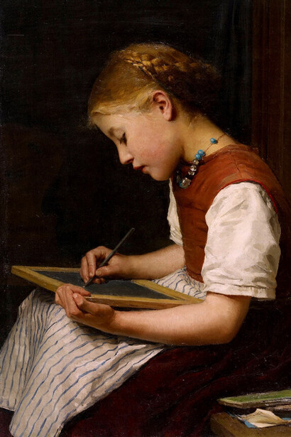 Albert Anker, Colegiala con tarea