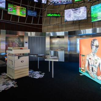 Various artists, Ai or nay? Artificial vs. intelligent, exhibition view. Courtesy of Media Majlis Museum 