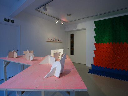 Installation view of Marine Duroselle, 'Preview of Shades' (2014) at Marsden Woo Project Space, photo © Philip Sayer, courtesy of Marsden Woo Gallery, London