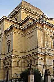 The Tempio Maggiore, one of the largest synagogues in Europe, was built on one of the four plots of land coming from the demolition of the most decayed areas of the Jewish Ghetto of Rome, Italy