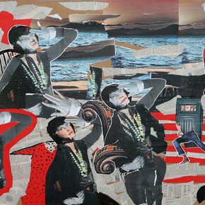 Noor Bahjat, Untitled, 2015, Collage on wood, 60 x 80 cm
 