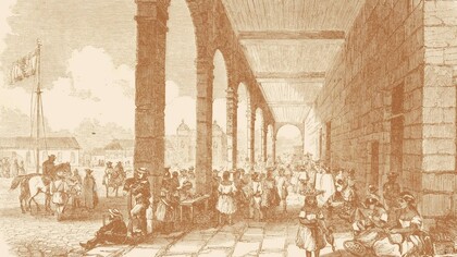 El Mercado en la Gran Praza, Granada, Nicaragua. Dibujo de 1856