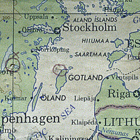 Detail of the World Series map showing the original selection for the Gotland Site, World Series 1968-, Copyright Boyle Family