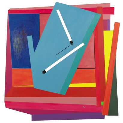 Blocked" 2016, Acrylic, colored pencil on canvas.  48" x 48"