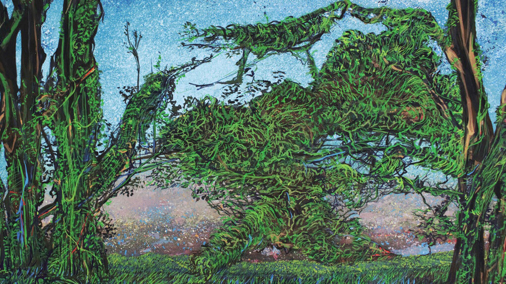 Green in Blue, egg tempera