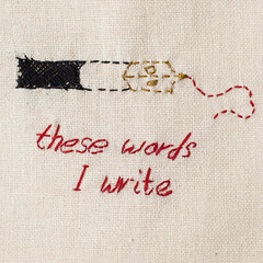 Clover Peake, Untitled, cotton thread on raw silk, 2014