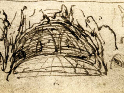 La Vergine delle Rocce, disegno con particolare dello sfondo roccioso