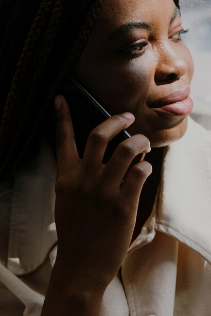 A woman on the phone. Phones have revolutionised communication