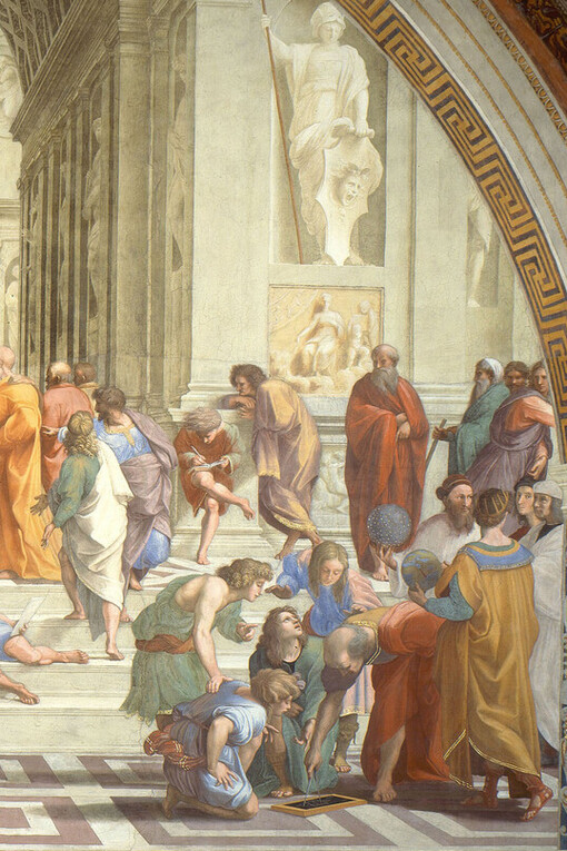 Rafael Sanzio, Escuela de Atenas (1509-1511, detalle). Palacio Apostólico, Ciudad del Vaticano