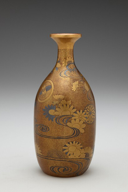 Unknown artist, Japanese, Japan, Bottle, 19th century, Lacquered wood with maki-e, Height: 20.3 cm (8 inches) Gift of Mrs. Gustav Radeke 20.981