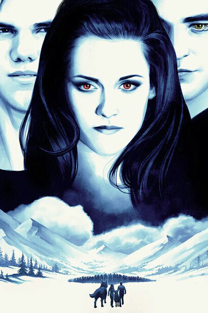 Póster por el décimo aniversario de Amanecer (Parte 2). La saga de Crespúsculo cambió el eje del mito: ya no se trataba de huir del monstruo, sino de enamorarse de él y explorar dilemas existenciales como la inmortalidad y la identidad