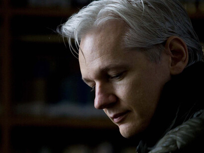 Julian Assange at the Ecuador embassy in London