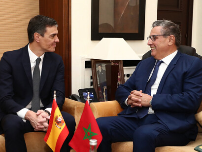 Reunión de trabajo entre Pedro Sánchez y el jefe de gobierno del Reino de Marruecos, Aziz Akhannouch, febrero 2023