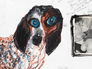 Simone Gad,
Jean AKA John Numero 24589755 Besoin,
Famille Avec Pinups (detail), 2017/2019,
Oil pastel, ink, and collage on paper.
14 x 17 inches. Courtesy of Track 16 Gallery, Los Angeles