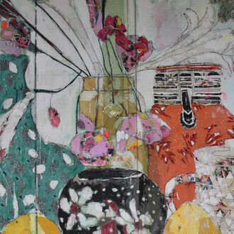 Mersuka Dopazo, Happy Afternoon, 2019, mixed mediums, 180 x 220 cm_Rebecca Hossack Art Gallery