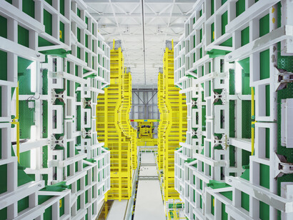 Edgar Martins, Maxwell Electromagnetic Test Chamber (ESA-ESTEC, Noordwijk, The Netherlands), Mobile gantry for the Vega launcher, seen from underneath (CSG - Europe’s
Spaceport, Kourou, French Guiana) from the series ‘The Poetic Impossibility to, Manage the Infinite, 2014’ © Edgar Martins