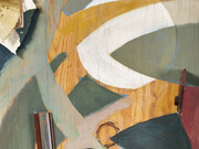 Kurt Schwitters, Die frühlingstür [La porte du printemps] (détail), 1938. Assemblage, peinture à l’huile, bois, plâtre, métal, talon de chaussure, carton et cuir sur bois, cloué, 87,8 × 72 cm. Avec l'aimable autorisation du Galerie Gmurzynska