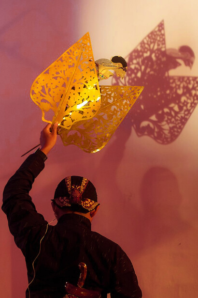 A cultural performance with traditional wayang at the History of Java Museum in Yogyakarta, Indonesia 