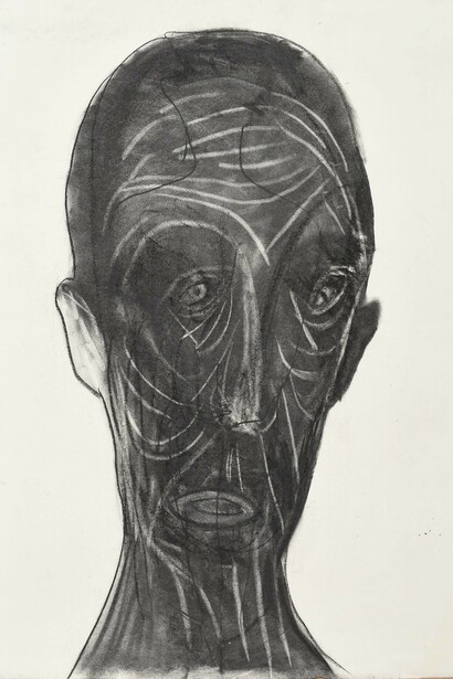 Lorenzo Scotto di Luzio, Gesicht, cm 70 x 50, carboncino su carta, 2017, courtesy the artist and T293, Roma