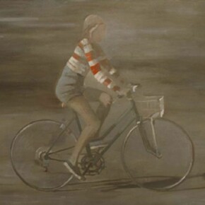 Mark Shetabi, Girl on a Bicycle, 2013, oil on linen mounted on panel, 20 x 25 inches