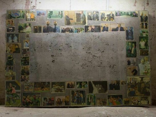 Matheus Rocha Pitta, Decimo accordo (detail), 2013, concrete and newspaper clips, 100 x 150 cm, © Matheus Rocha Pitta, courtesy of Sprovieri, London