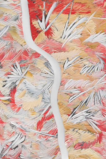 Dashiell Manley, some distances, cuttings. (Red mountain to the right) (detail), 2025-26. Courtesy of Marianne Boesky Gallery 