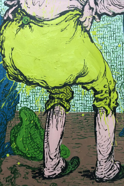 Charlie Billingham, Bum, 2015. Oil on linen, 100 x 80 cm, Courtesy of the artist and MOT International London and Brussels
